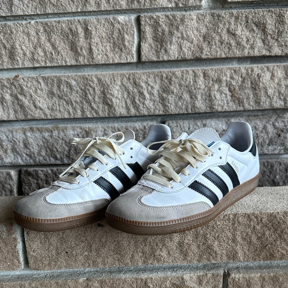 Adidas Samba Men’s US 8 White & Black – Unique Cream Laces